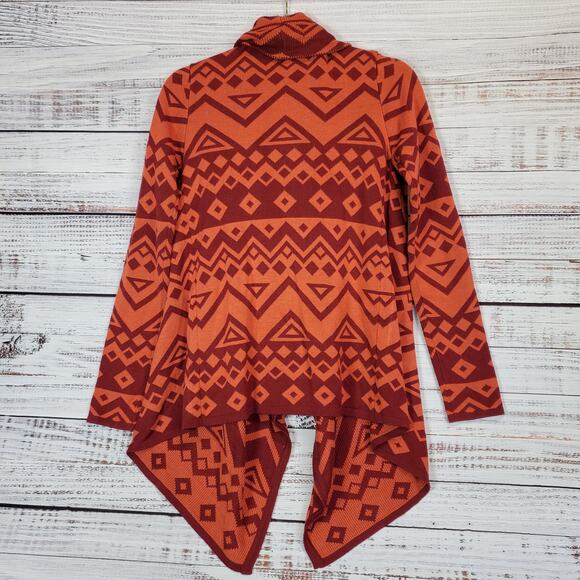 Anthropologie Boho Tribal Aztex Sweater S Waterfall Southwestern Drape Cardigan - Picture 4 of 11
